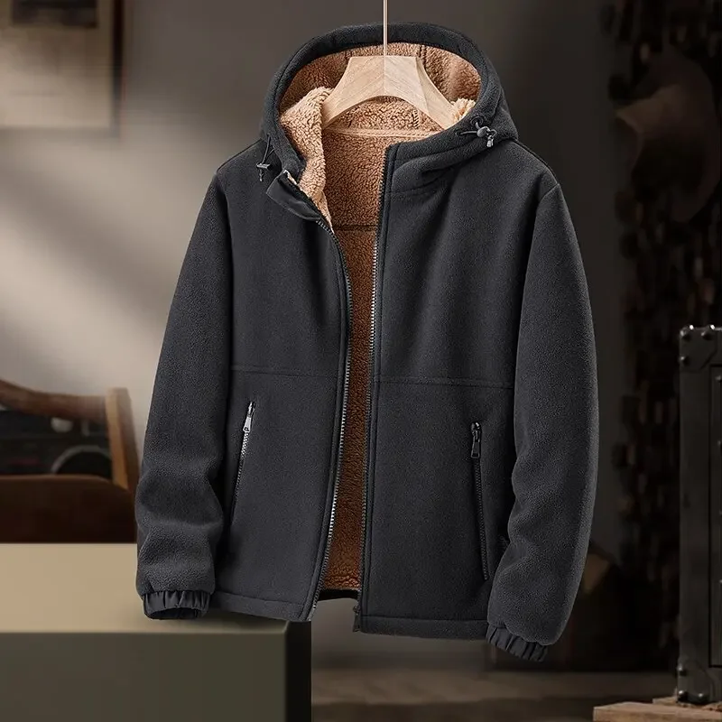 2025 Autumn/Winter, Warm Fleece Hooded Men’s Coat