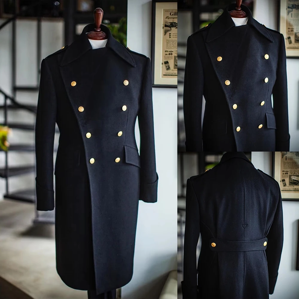 Men’s, Custom-Made Double-Breasted Woolen Blend Trench Coat