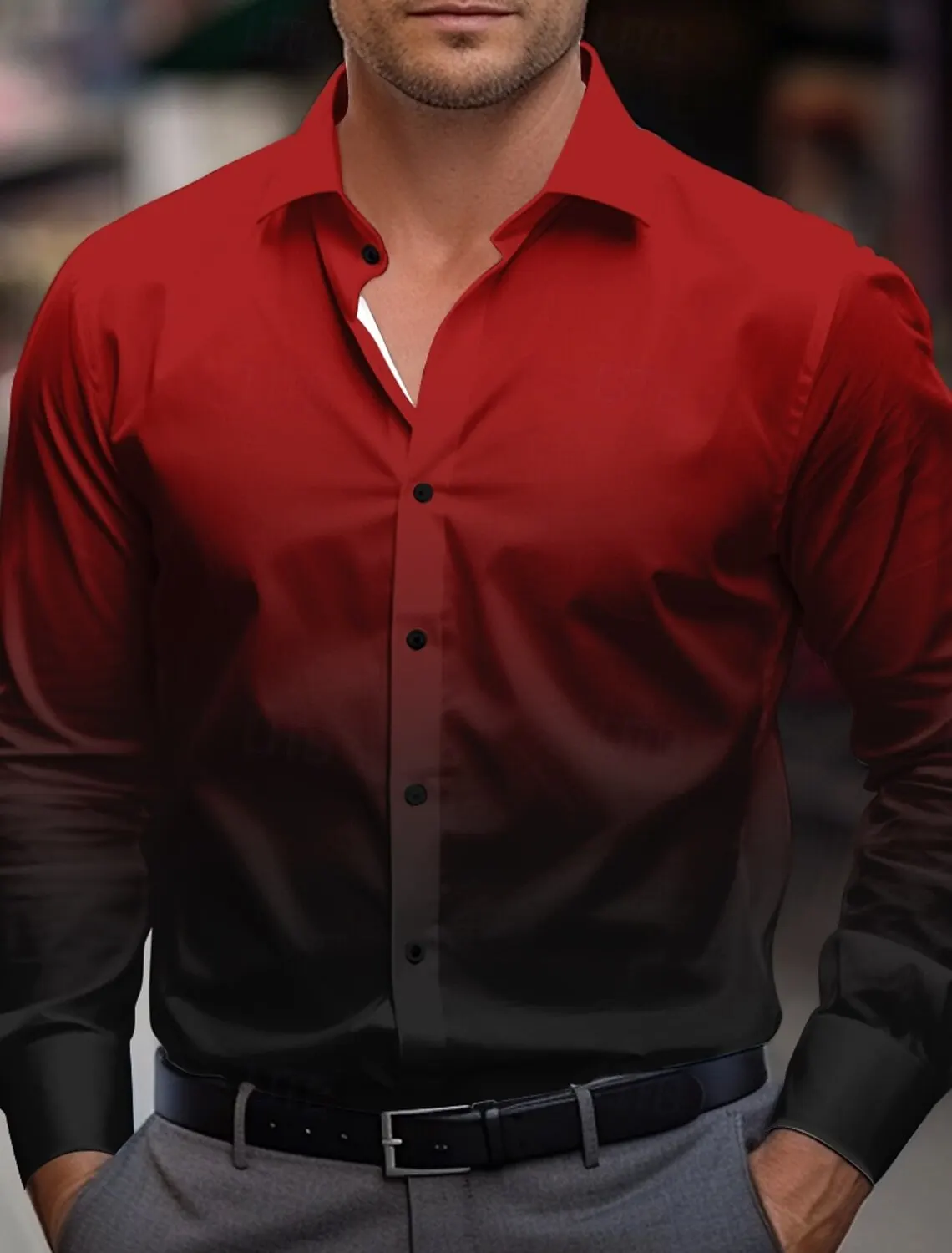 Men’s, Solid Long Sleeve Dress Shirt