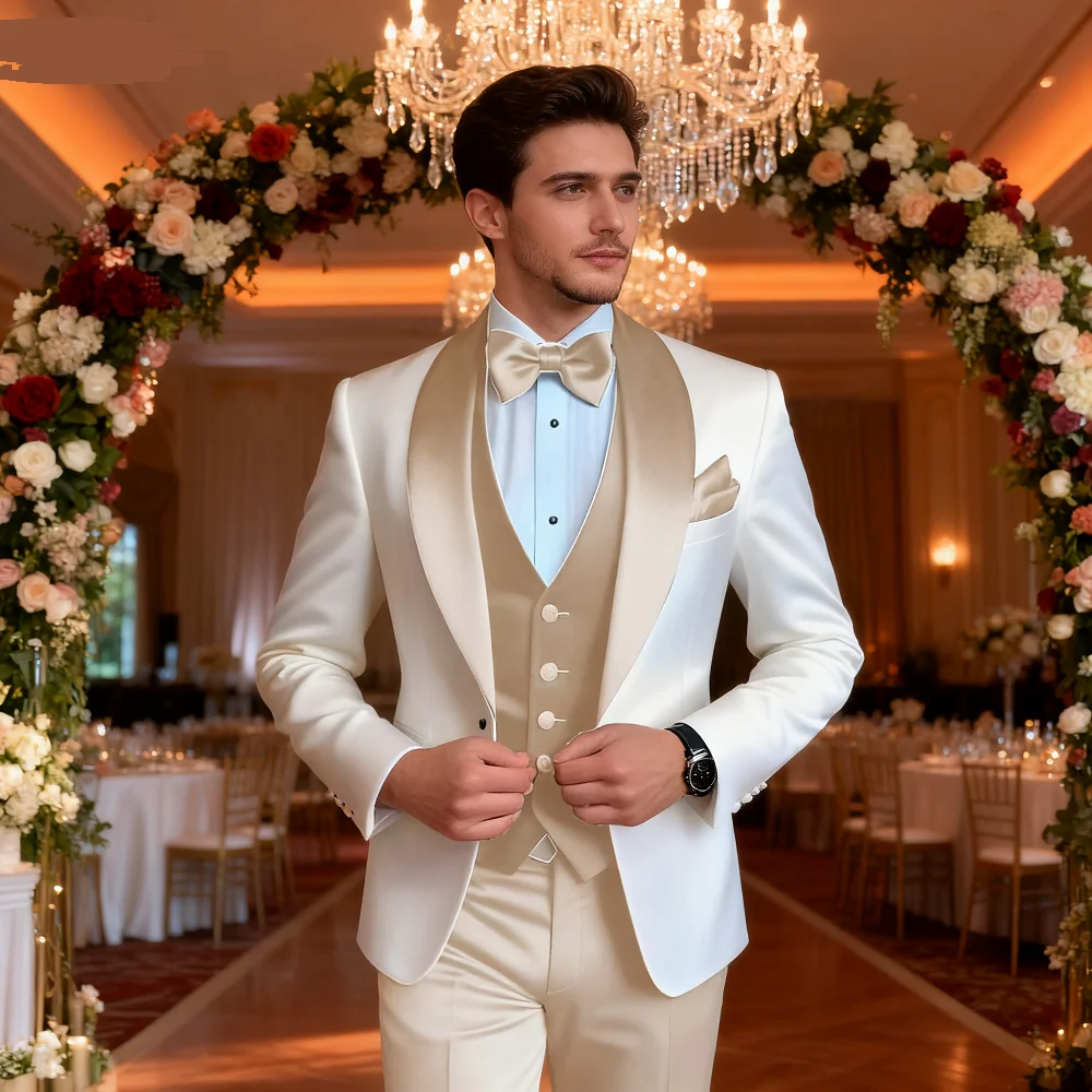 Men’s, 3-Pc. Custom-Made Tuxedos with Scarf Lapel