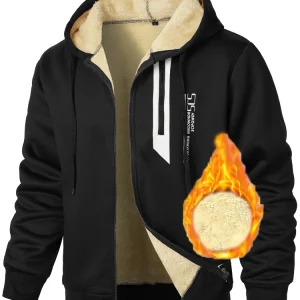 Men's Lamb Fleece Hooded Coat with Zipper