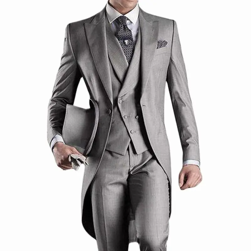 Men’s, 3-Piece Wedding Suit with Long Blazer